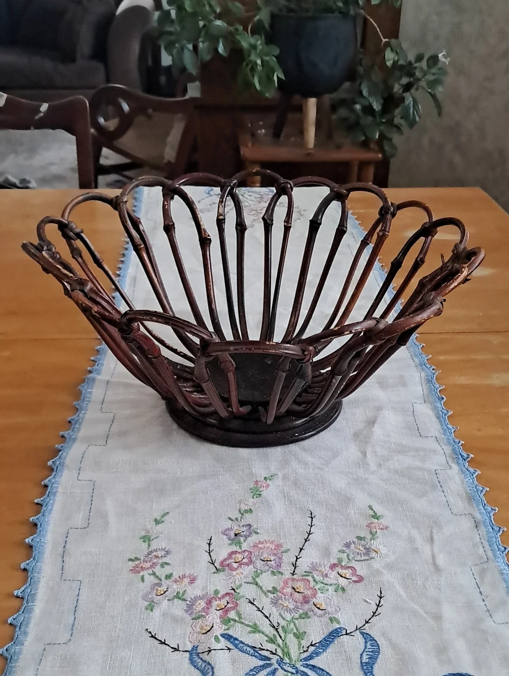 Brown Wicker Decorative Bowl Basket - Rustic Accent